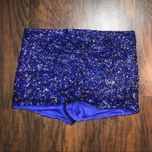 Blue and black sparkle high wasted shorts